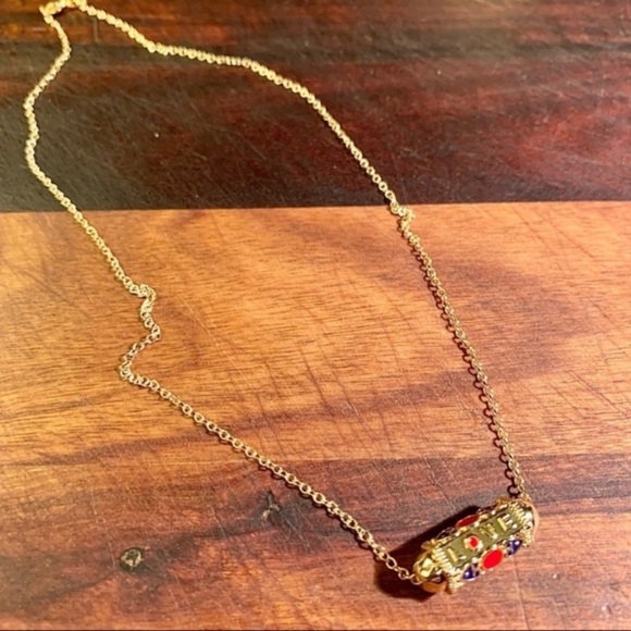 Heart Love Letter Scroll Charm Necklace in Gold Red and Blue - Picture 3 of 6